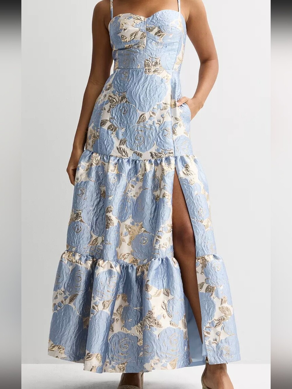 NWT Violet Weekend Floral Jacquard Tiered Gown Juniors Size 13/14